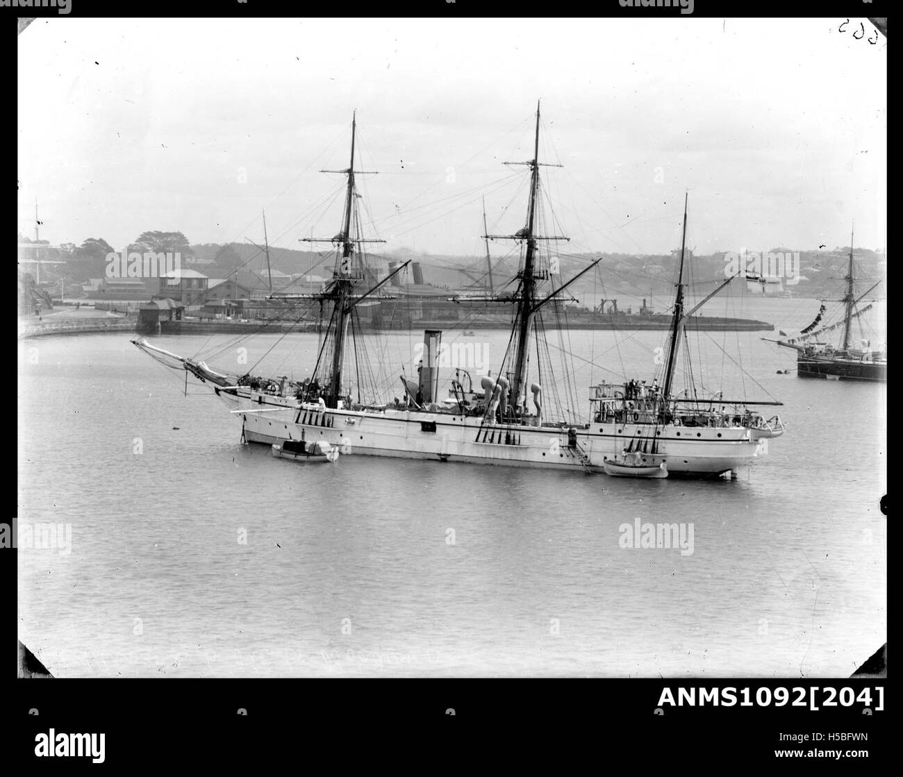 Naval vessel flying a German Imperial flag in Sydney Harbour Stock