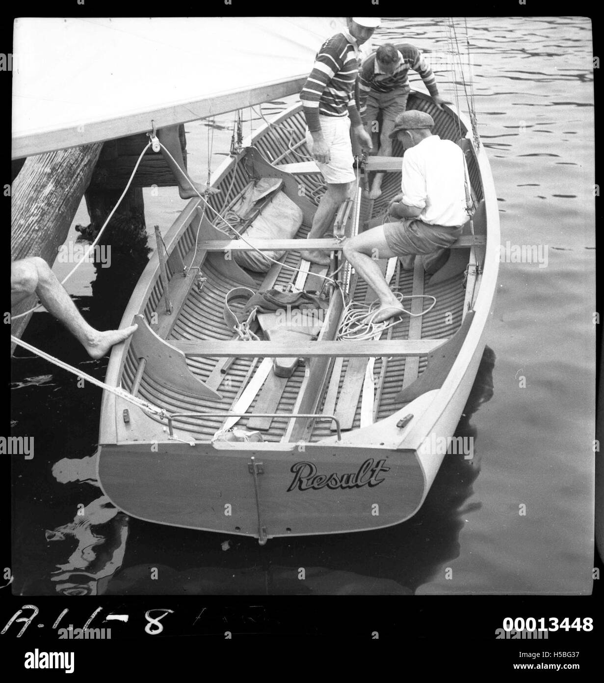 New Zealand yacht RESULT on Sydney Harbour for the 1951 World's 18-footers Championship Stock Photo
