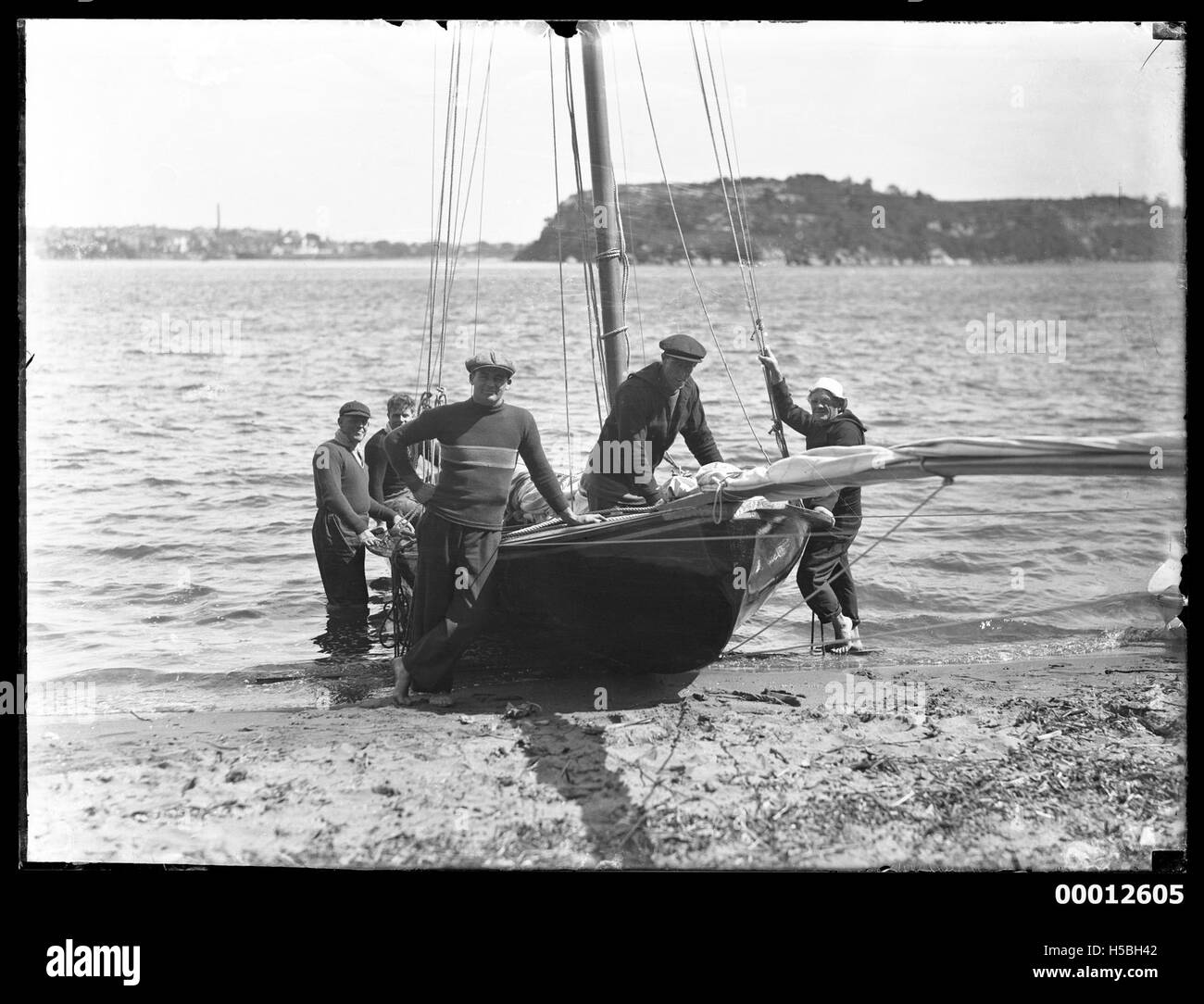 Yacht Crew On A Beach Sydney Harbour Stock Photo Alamy