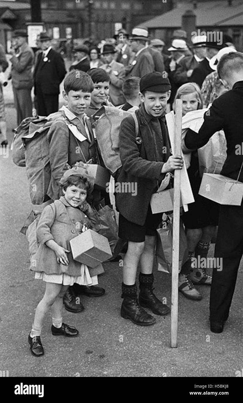 Evacuees in Montgomeryshire were part of the mass evacuation during World War II, when children and vulnerable individuals were relocated from urban areas to rural regions in the UK for safety. Stock Photo