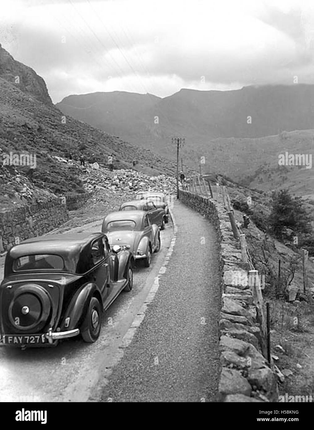 Landslide on the A5 at Nant Ffrancon Stock Photo