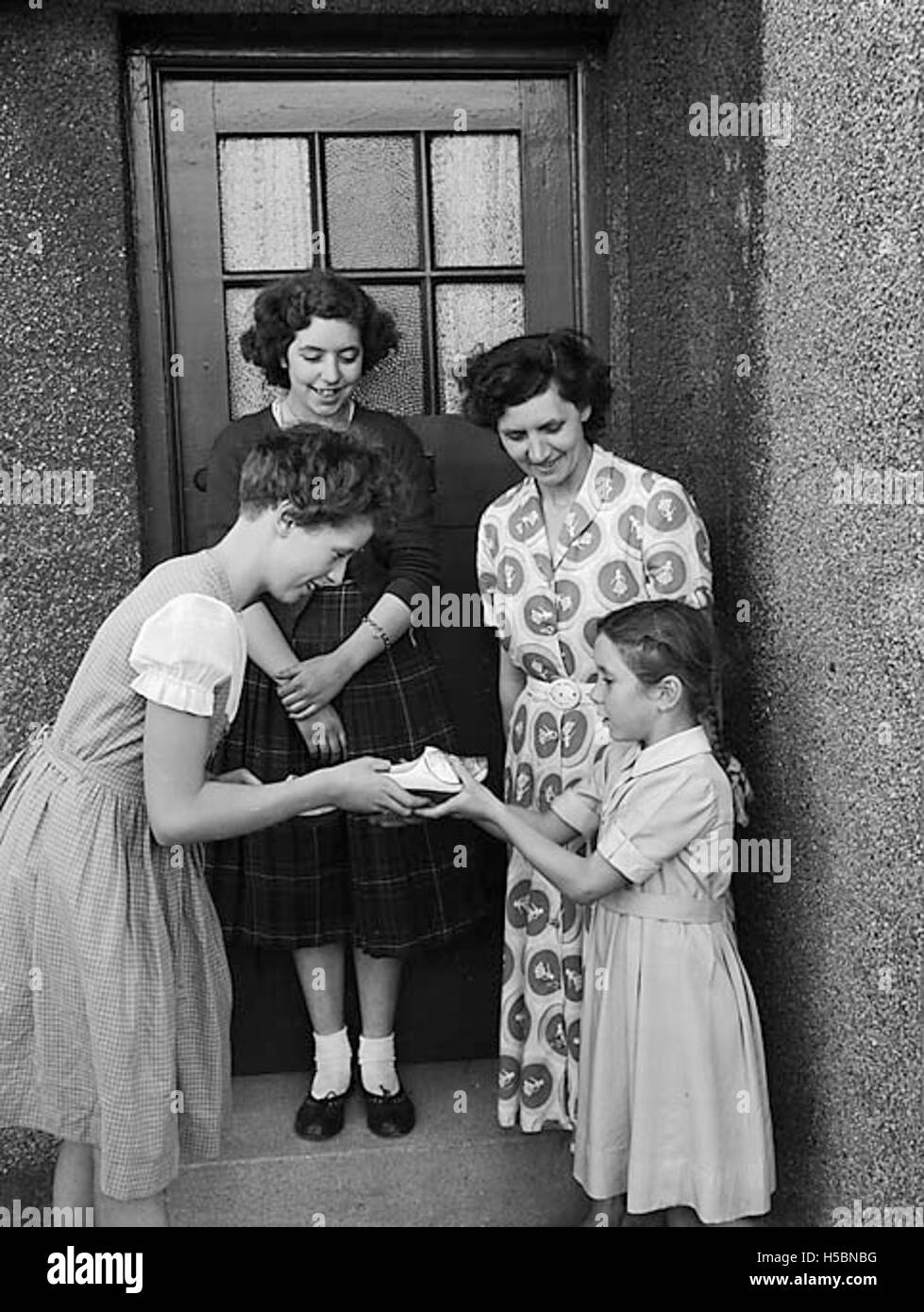 A party of Dutch girls visiting Chirk Stock Photo