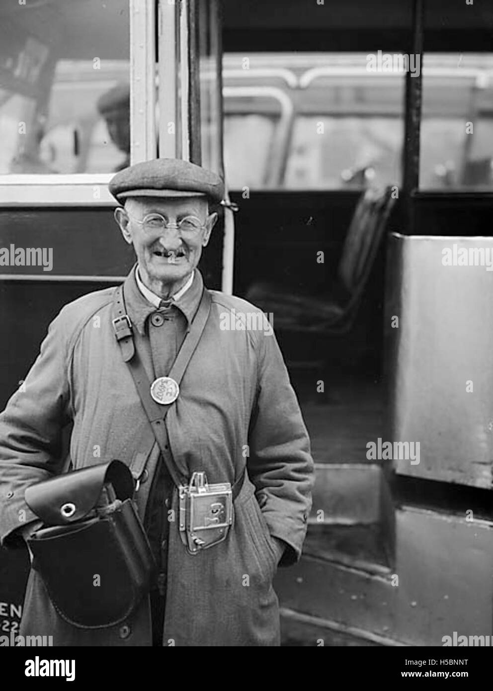 Llithfaen bus conductor Stock Photo