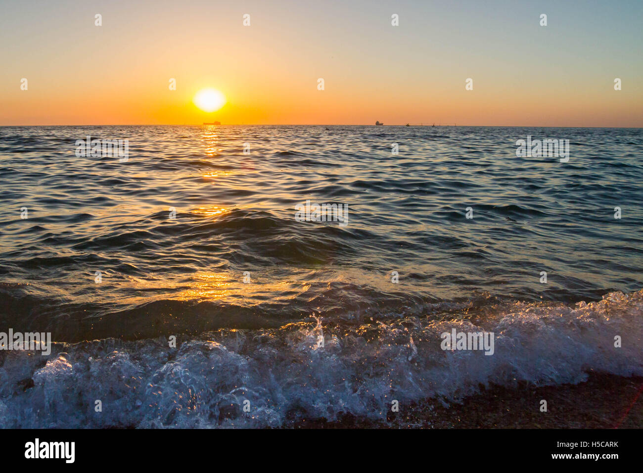 Beautiful sunset on the black sea Stock Photo