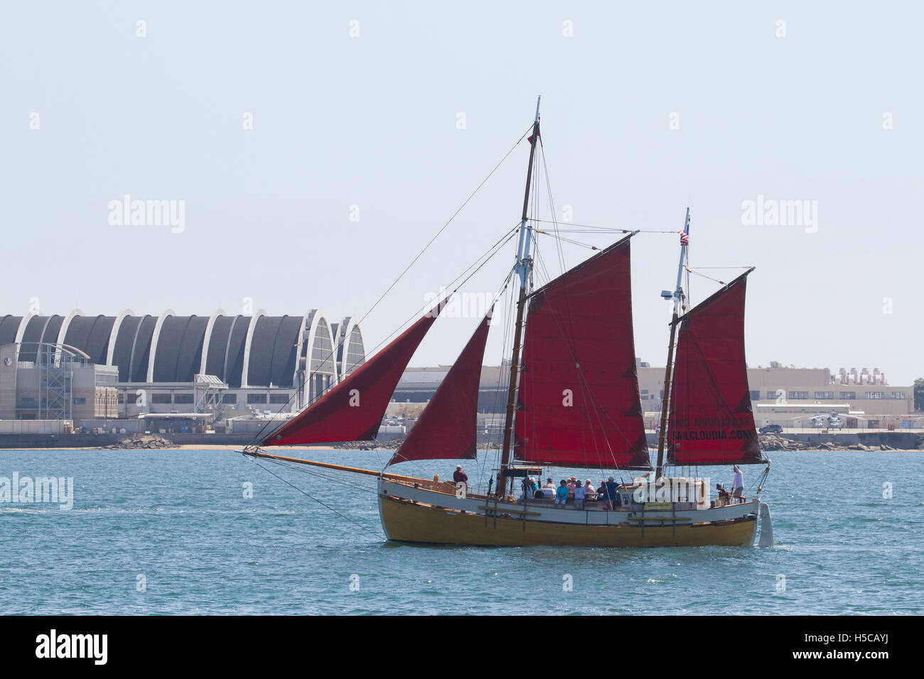 Tall ship Cloudia in 2016 Festival of Sail, Parade of Ships, San Diego Bay, CA Stock Photo