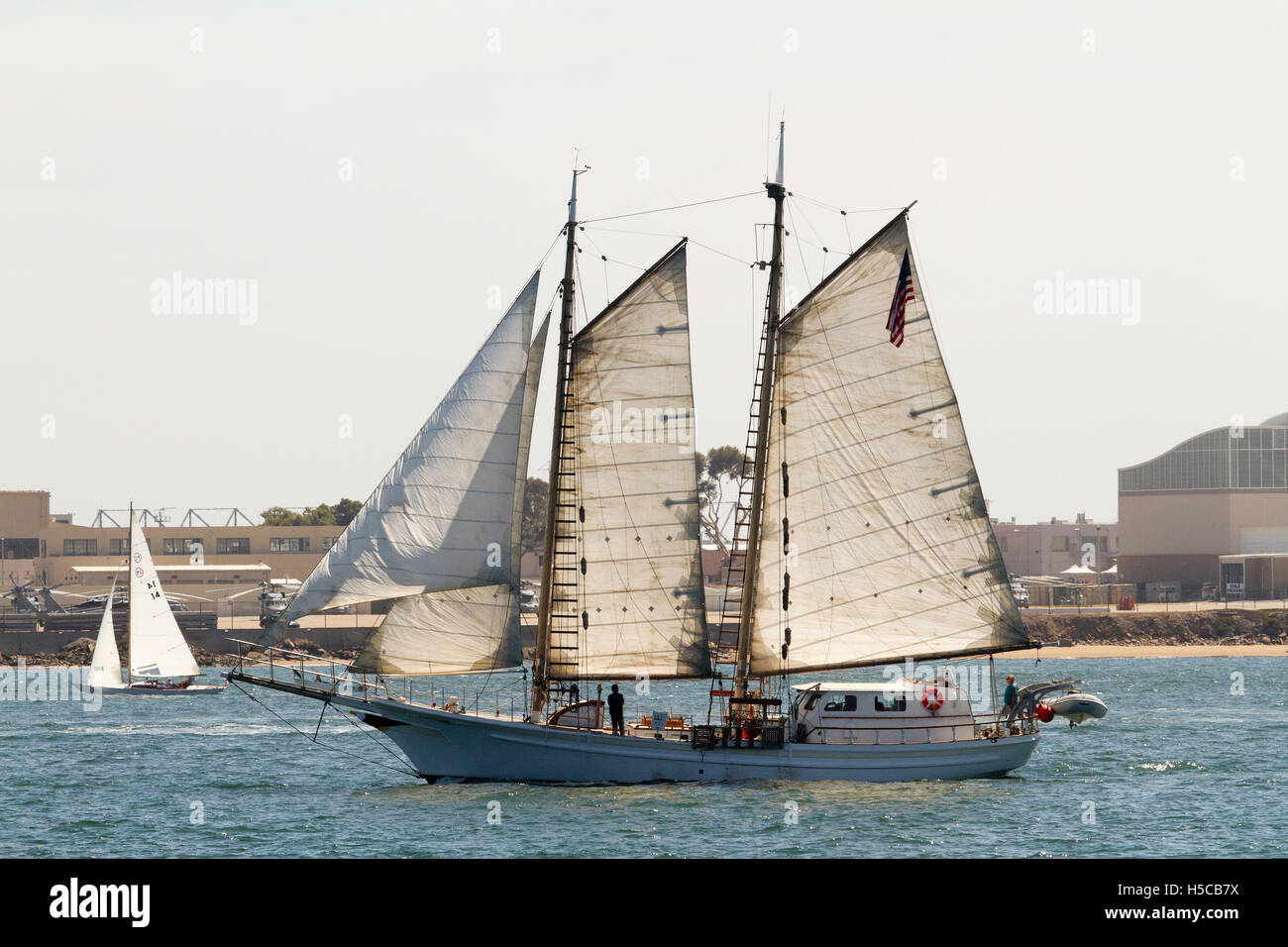 Tall ship Tiama in 2016 Festival of Sail, Parade of Ships, San Diego Bay, CA Stock Photo