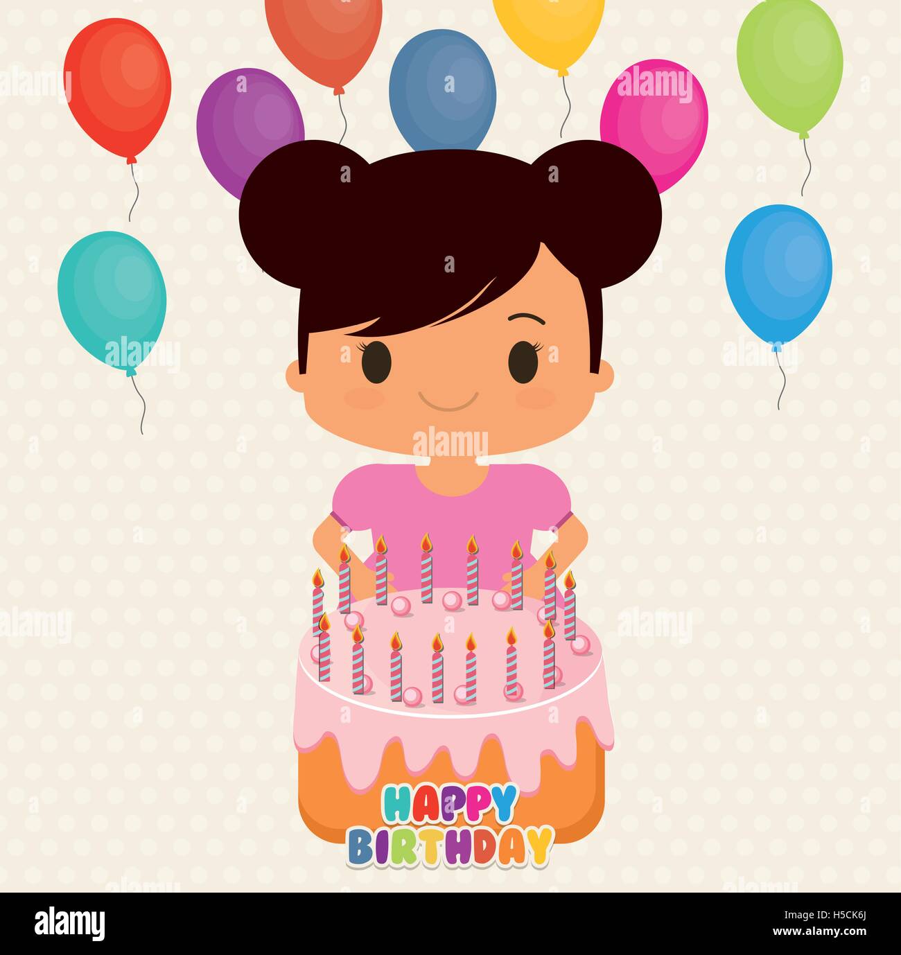 Girl cartoon and happy birthday design Stock Vector Image & Art Alamy
