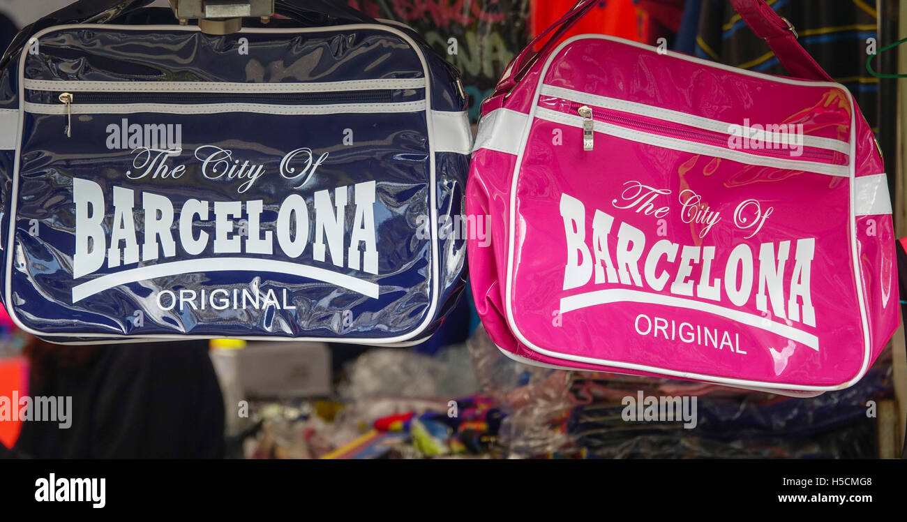 Barcelona souvenirs on street sale Stock Photo Alamy