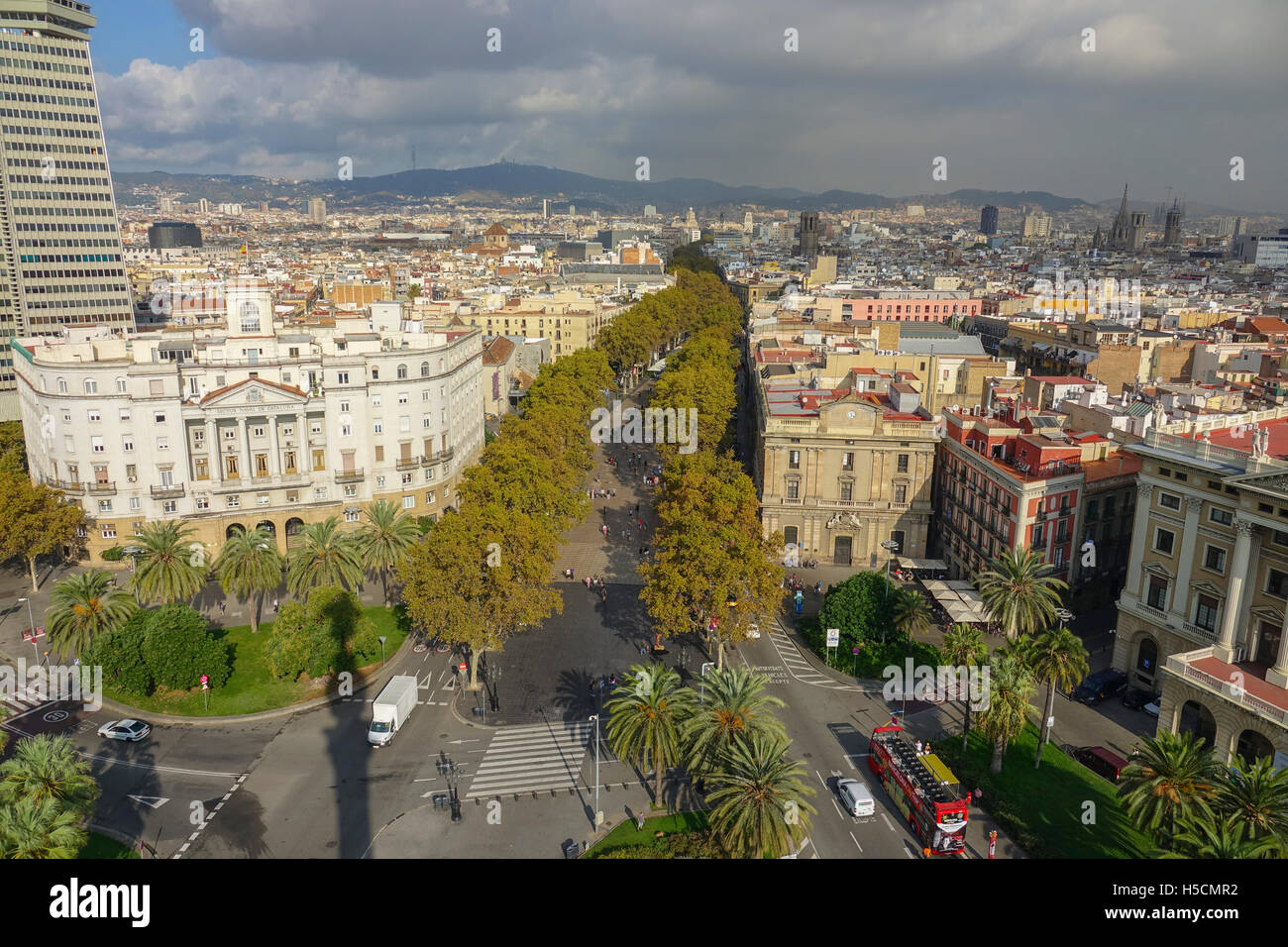 The City of Barcelona - amazing aerial view from Column Stock Photo - Alamy