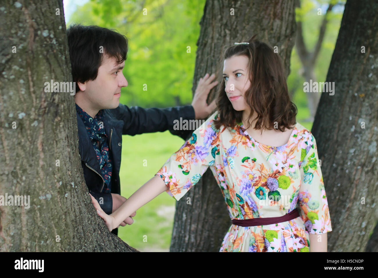 couple in love in park outdoor Stock Photo - Alamy