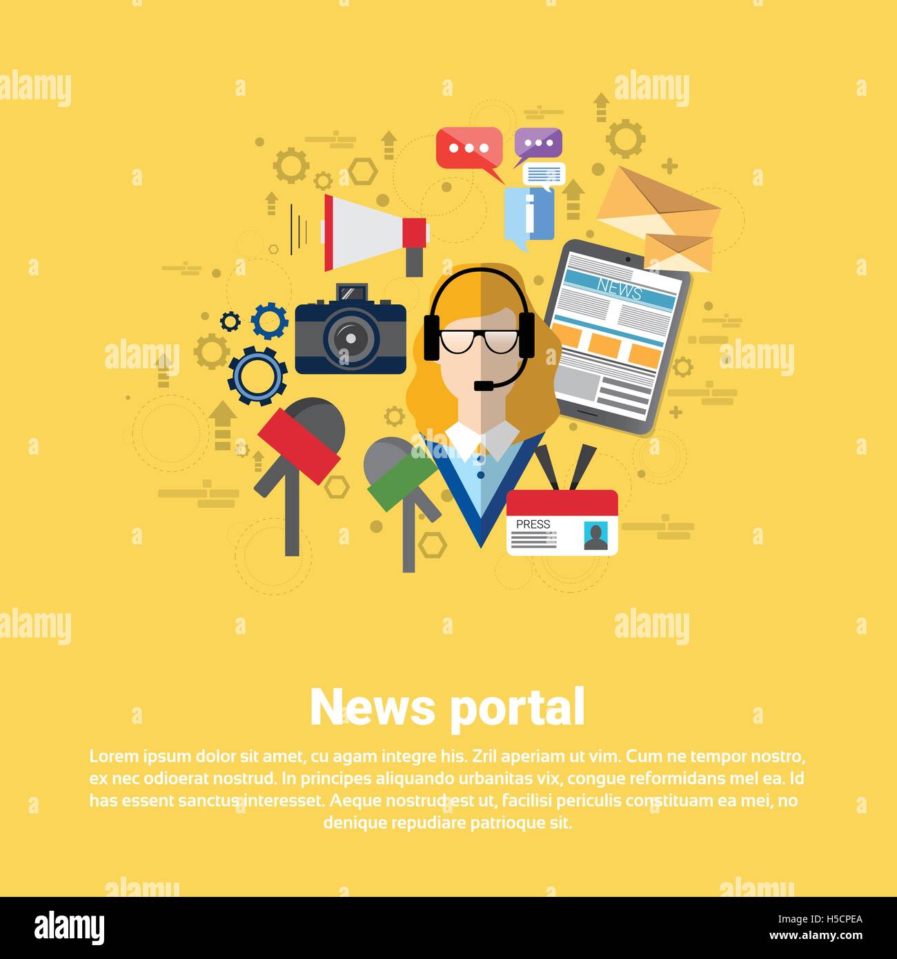 News Internet Portal Application Web Banner Stock Vector