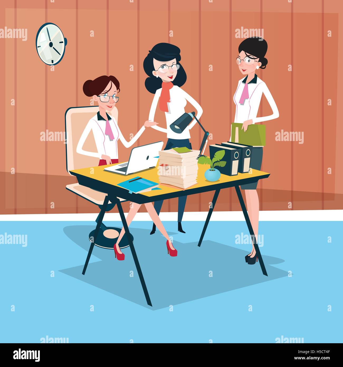 Business Woman Group Team Workplace Office Teamwork Stock Vector Image