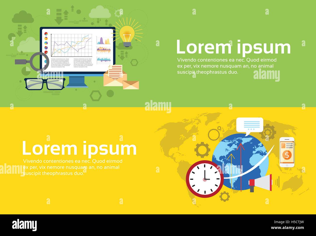 Analysis Computer Finance Diagram Set Digital Marketing Business Web ...
