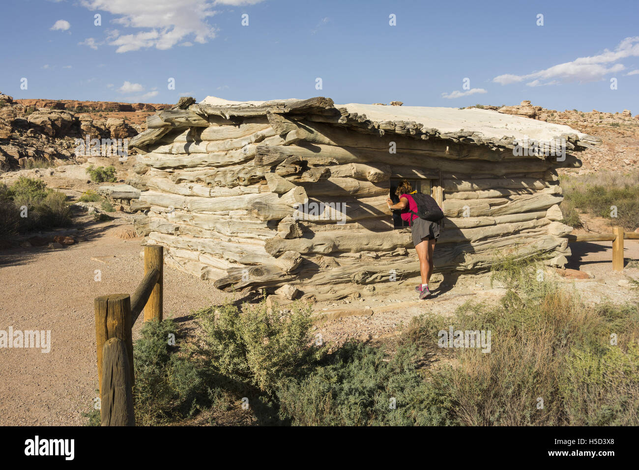 Utah Arches National Park Wolf Ranch Turnbow Cabin Stock Photo