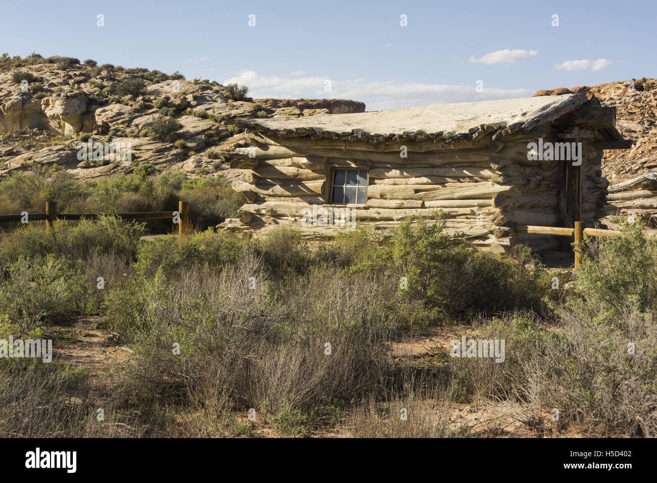 Utah, Arches National Park, Wolf Ranch (Turnbow Cabin) Stock Photo