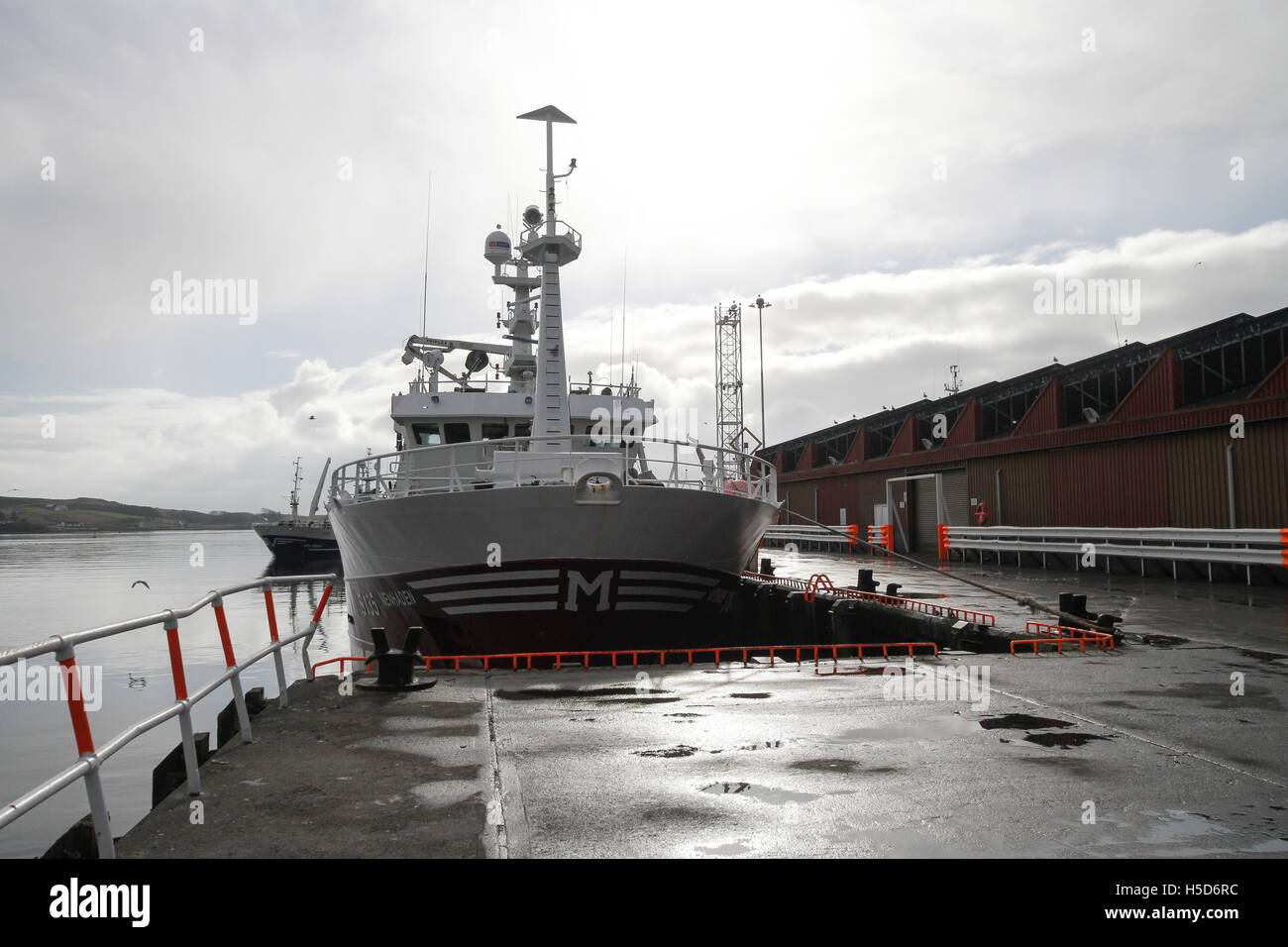 Bow of trawler Menhaden (S135) in Killybegs harbour County Donegal. Stock Photo