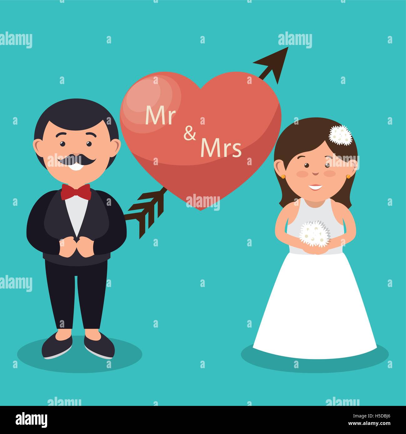 mr and mrs couple heart wedding design graphic Stock Vector Image & Art