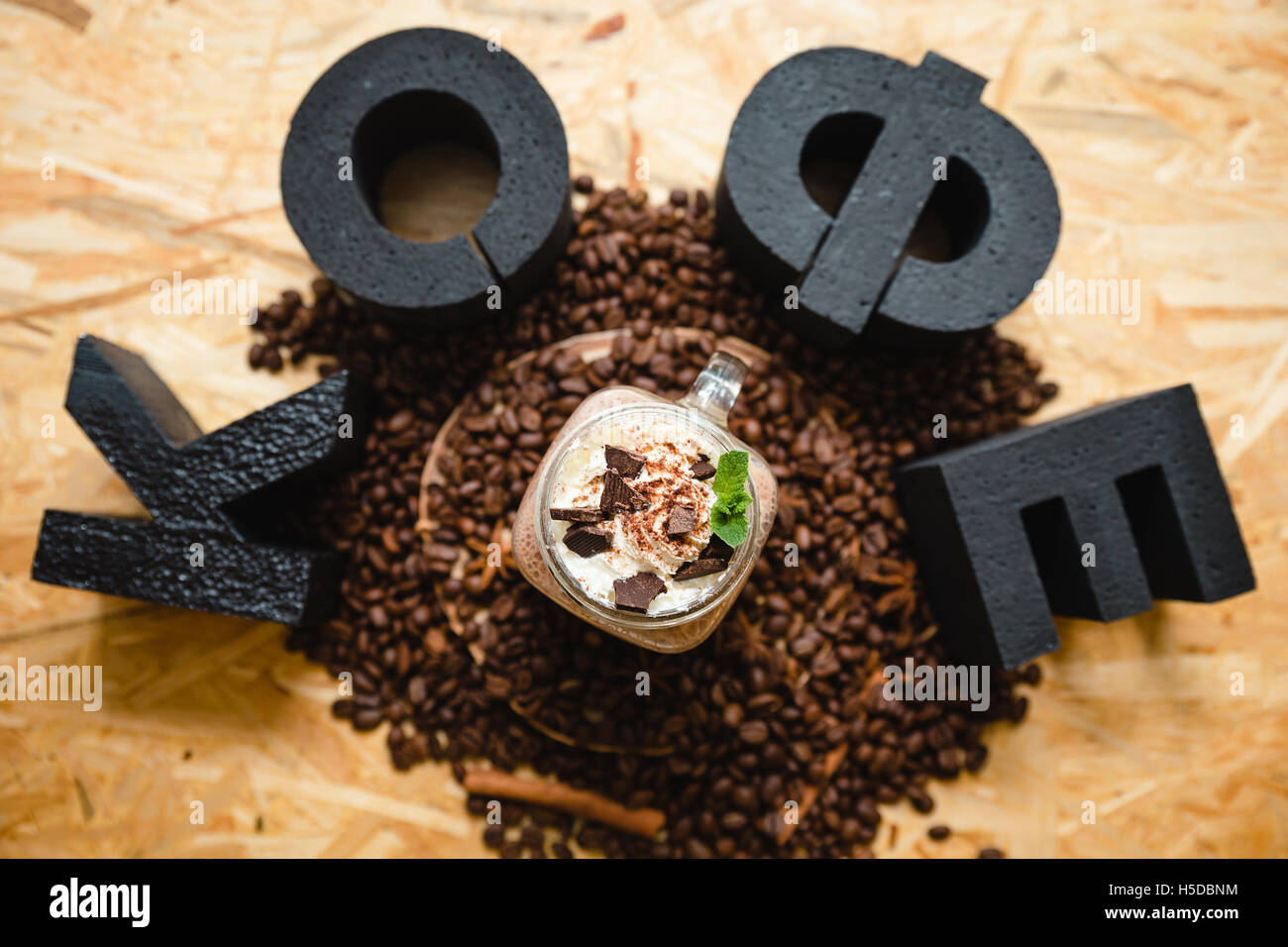 The inscription of coffee on Russian Stock Photo