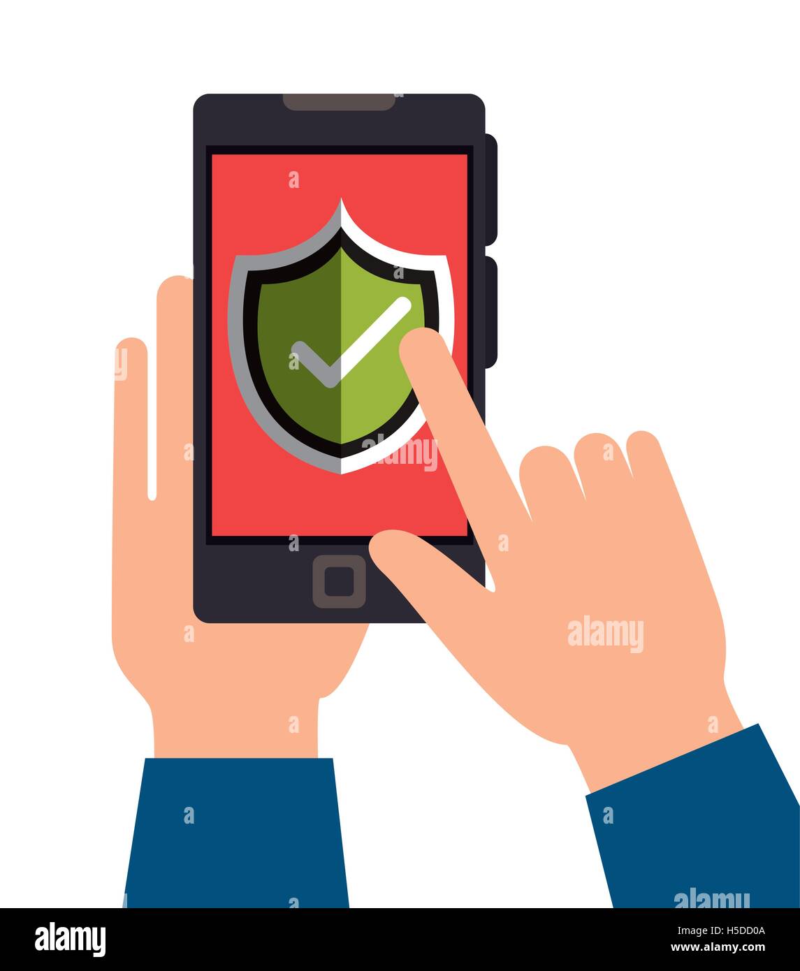 hand holds smartphone protection shield design Stock Vector Image & Art ...