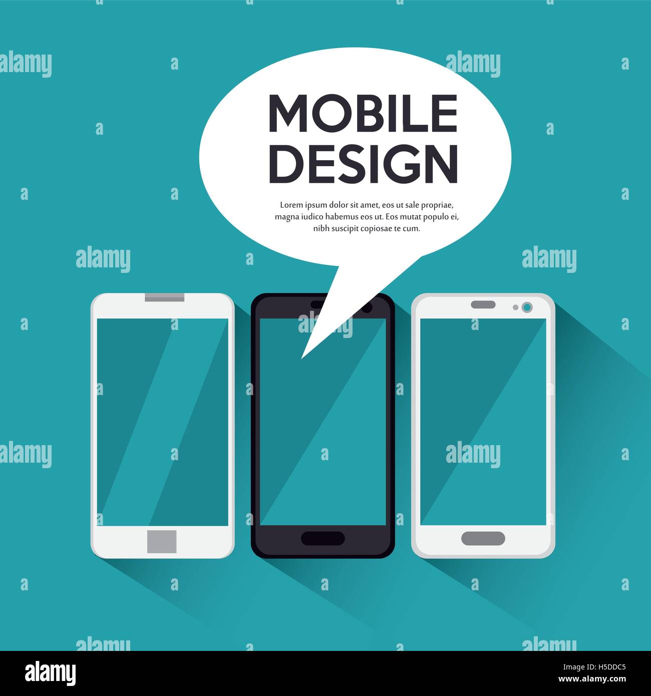 collection smartphone mobile design bubble chat blue background Stock ...