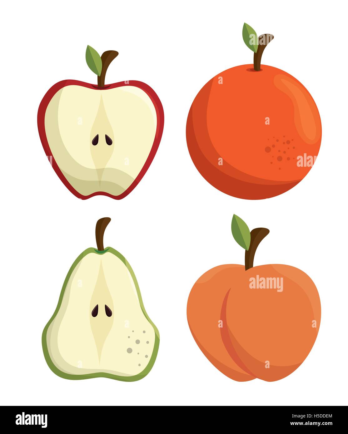 fresh apple and orange sliced Stock Vector Image & Art - Alamy