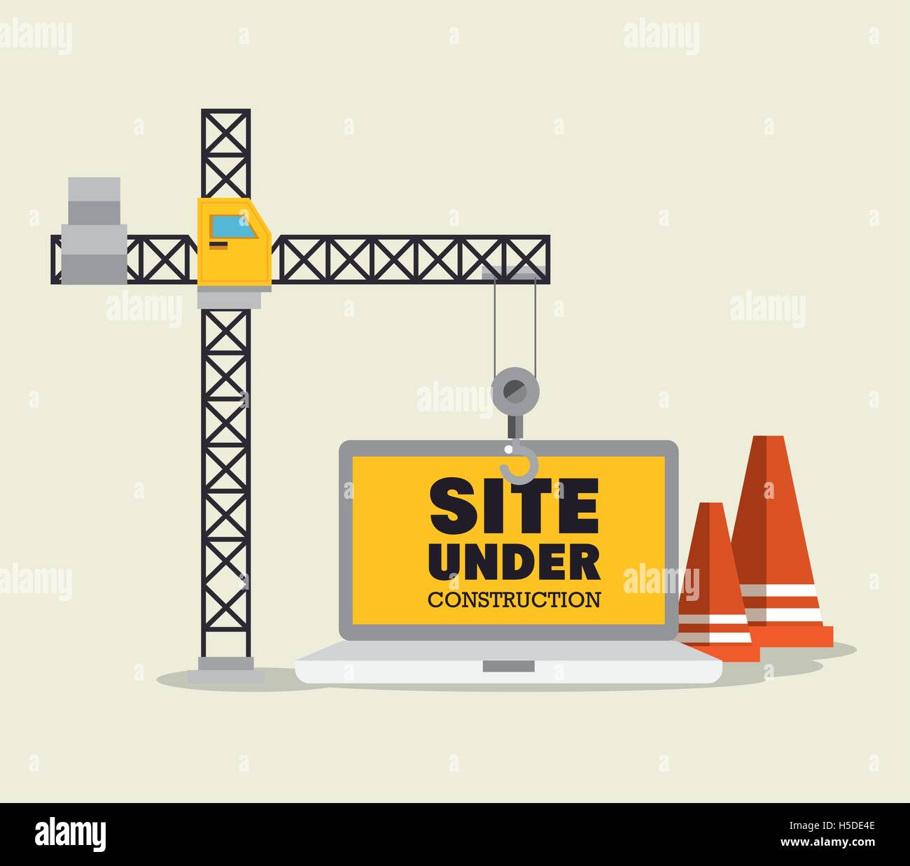 construction crane and cone site under construction Stock Vector Image ...
