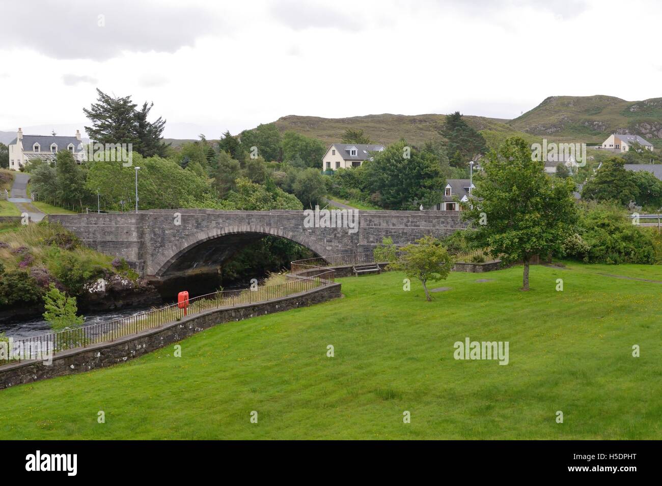 Bridge over the river Ewe at the village of Poolewe, Wester Ross, Scotland, UK Stock Photo