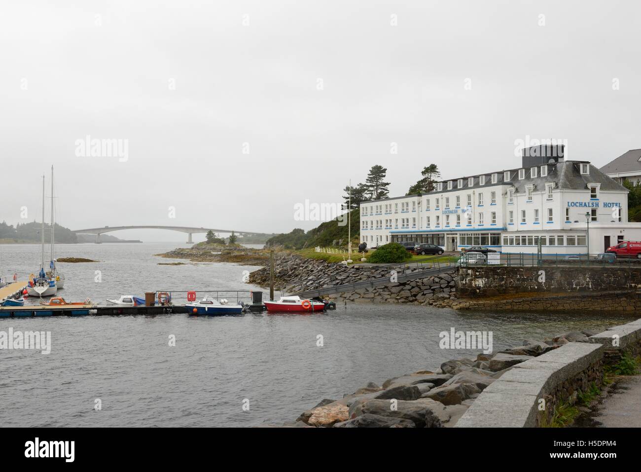 Lochalsh Hotel and the Skye bridge from Kyle of Lochalsh, Highland