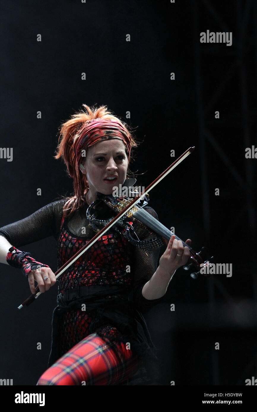 Violinist Lindsey Stirling performing live on stage at Life is