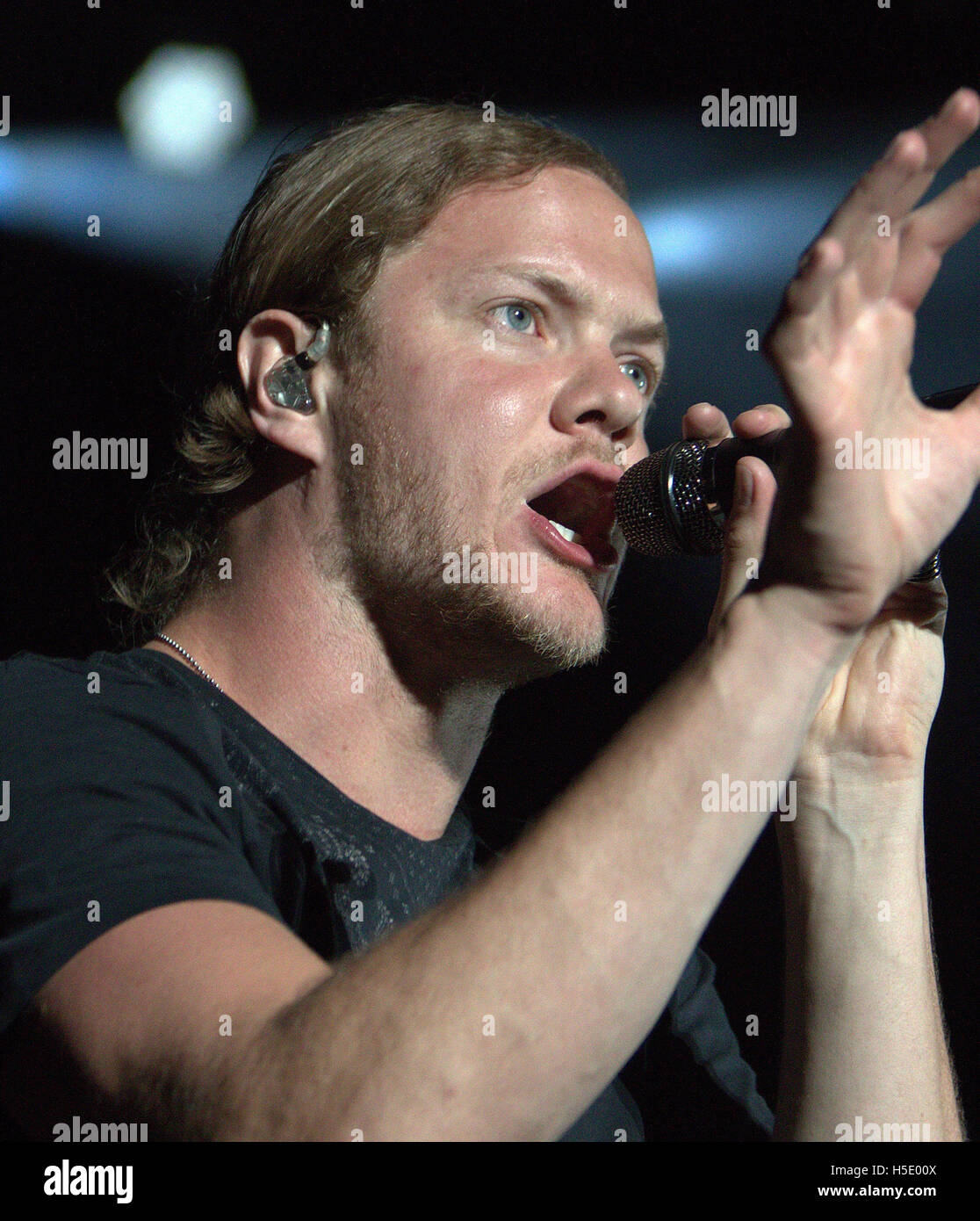Singer Dan Reynolds of Imagine Dragons performs at Life is Beautiful Music Festival Day 2 on September 26th, 2015 in Las Vegas, Nevada. Stock Photo