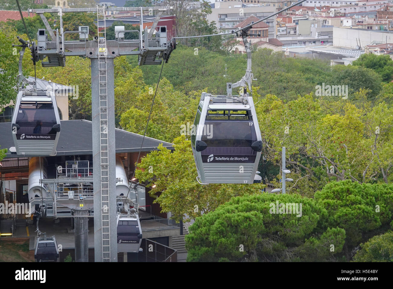 The ropeway cable car to Montjuic in Barcelona Stock Photo Alamy