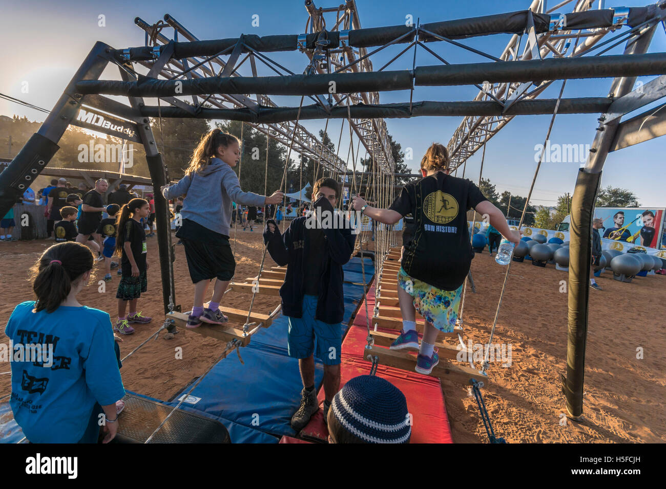 Shiloh Ropes Course Shiloh, Israel. 21st October, 2016. Kids Playing on a rope course near ...