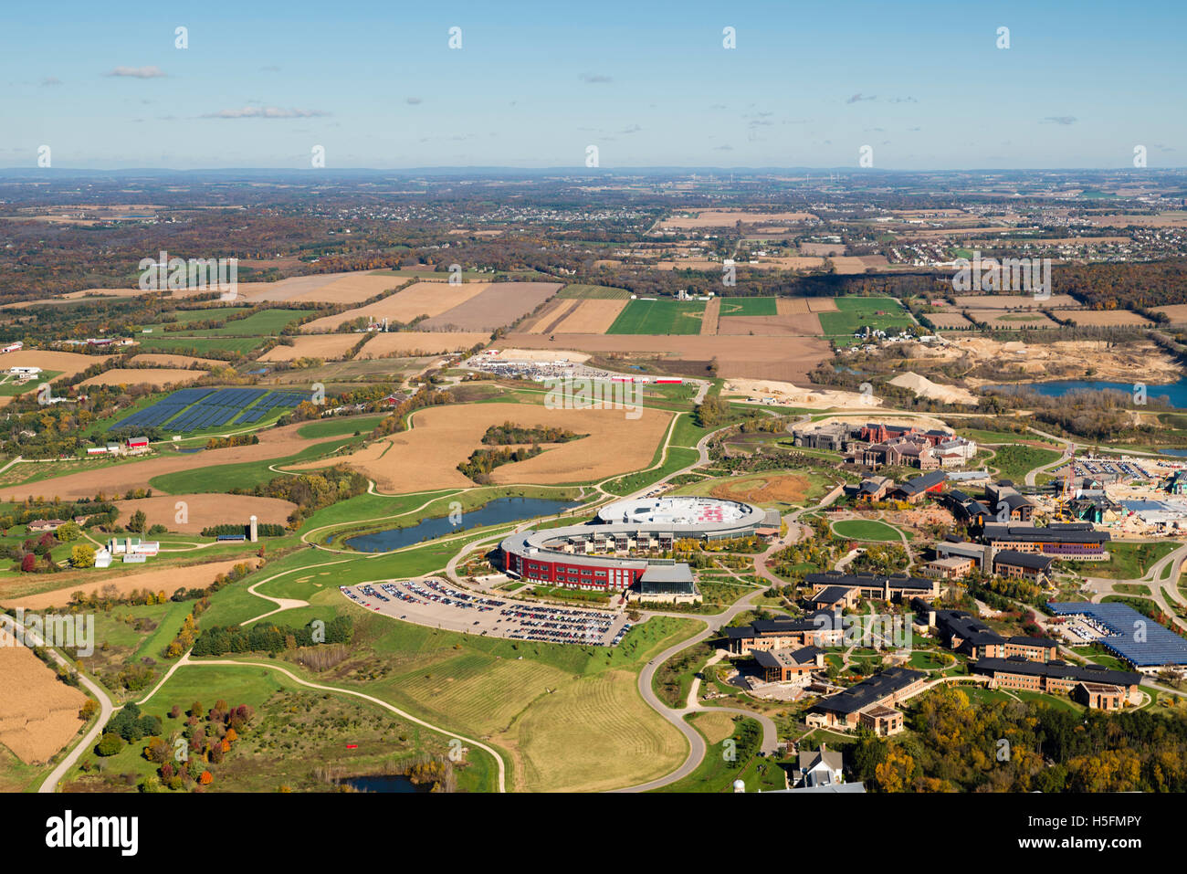 Aerial view of Epic Systems, the electronic health records business, on