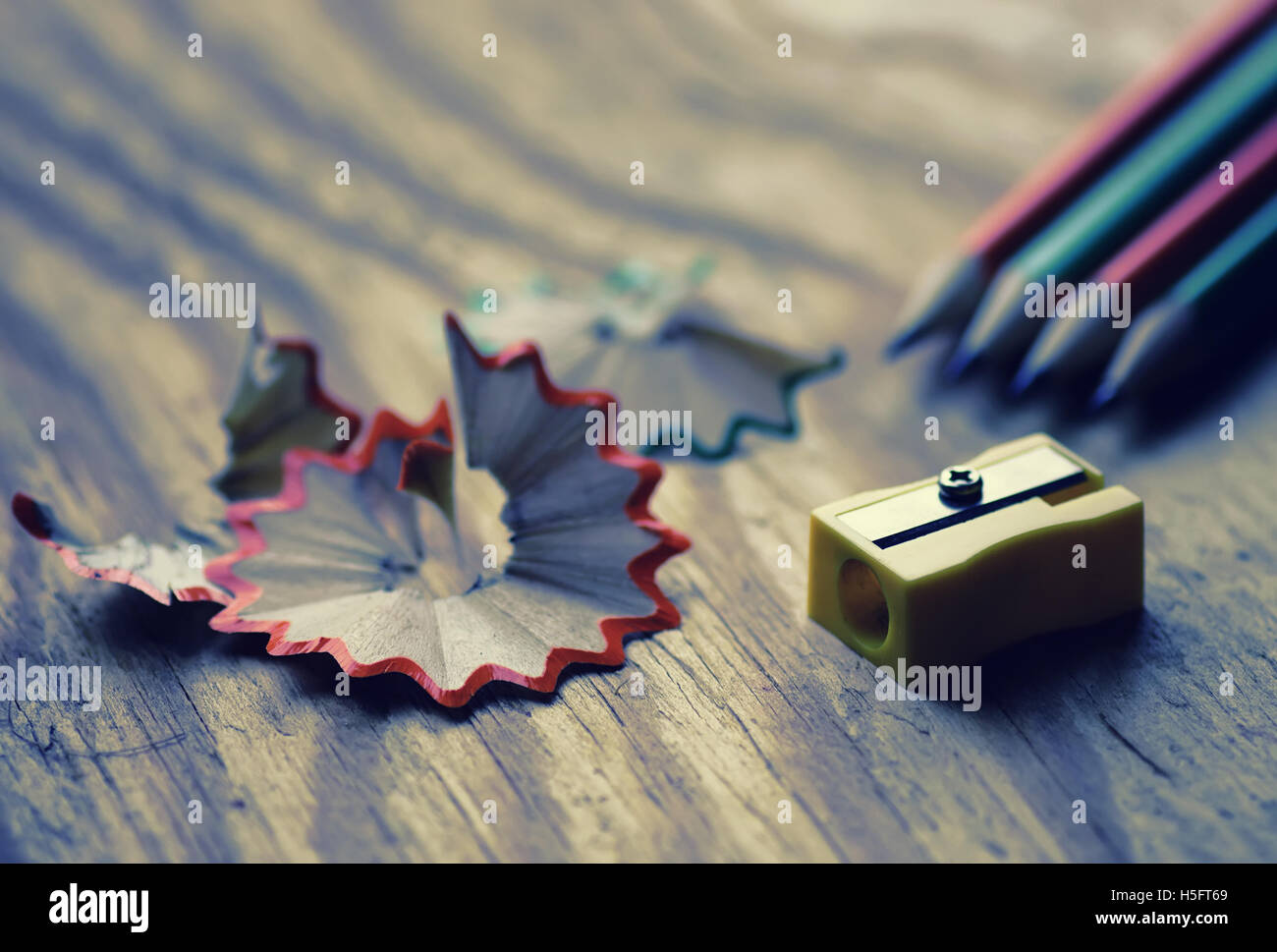 toned pencil sharpener trash wood Stock Photo Alamy