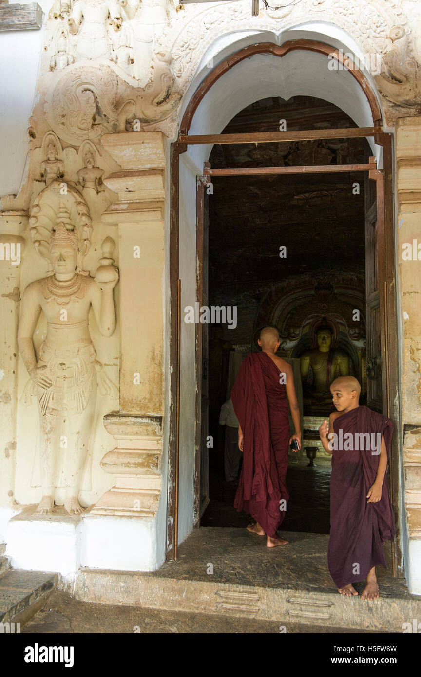 Monk at the Dambulla Cave Temple, Dambulla, Sri Lanka Stock Photo