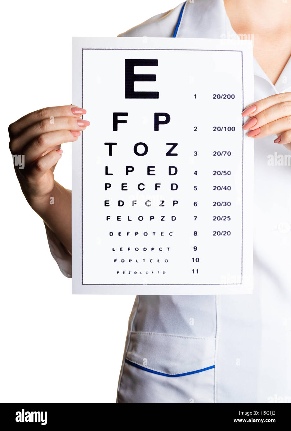 Doctor ophthalmologist with alphabet for verification of view Stock Photo