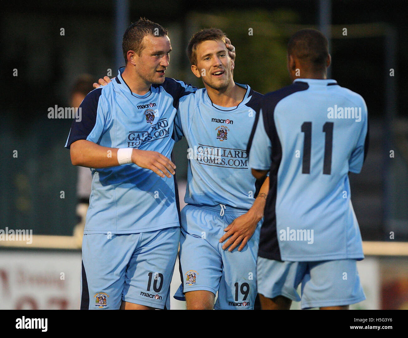Danny Kedwell (left) of Grays celebrates his equalising goal ...