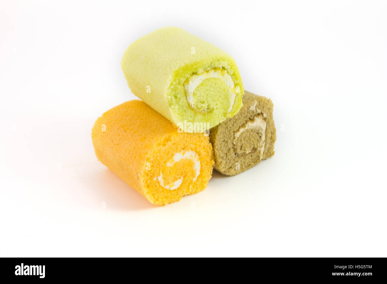 set of Bread Jam Roll green orange and brown isolated on white Stock