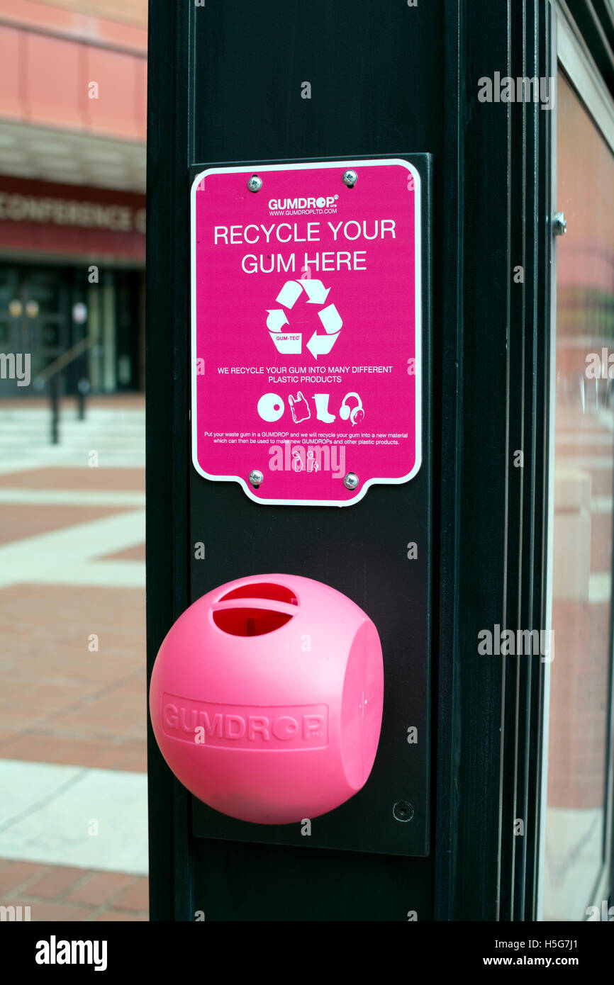 Waste gum receptacle outside the British Library, London, UK Stock