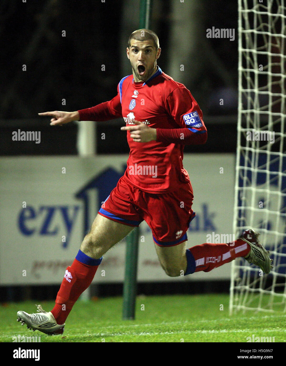 Ben Harding of Aldershot celebrates having made the score 1-0 ...