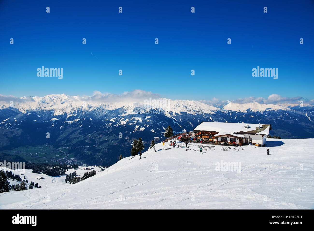 MAYRHOFEN, AUSTRIA MARCH 28, 2015 Slopes and ski lifts at ilpine