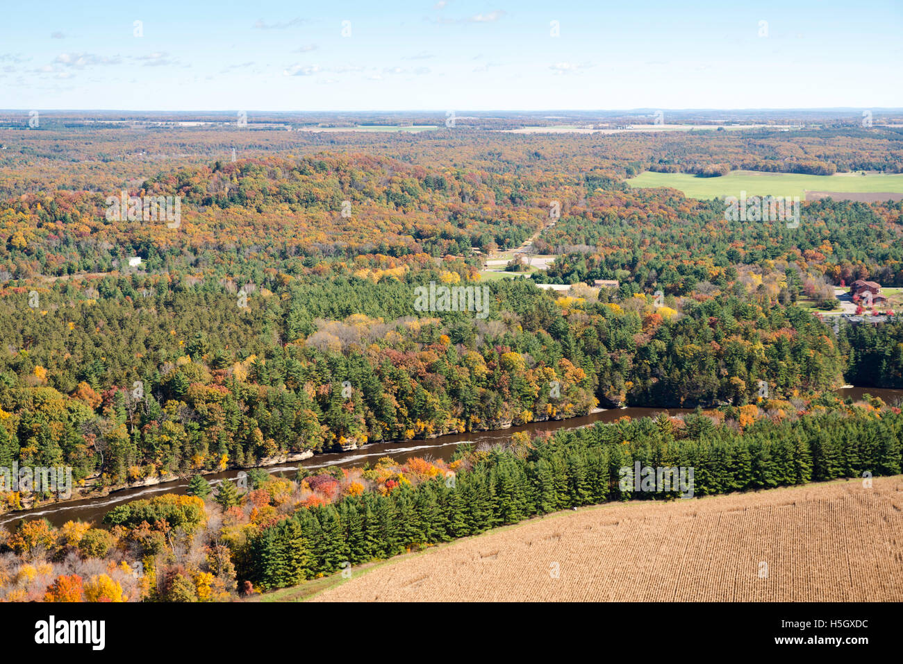 Aerial view of the Dells of the Wisconsin River, just upstream from the