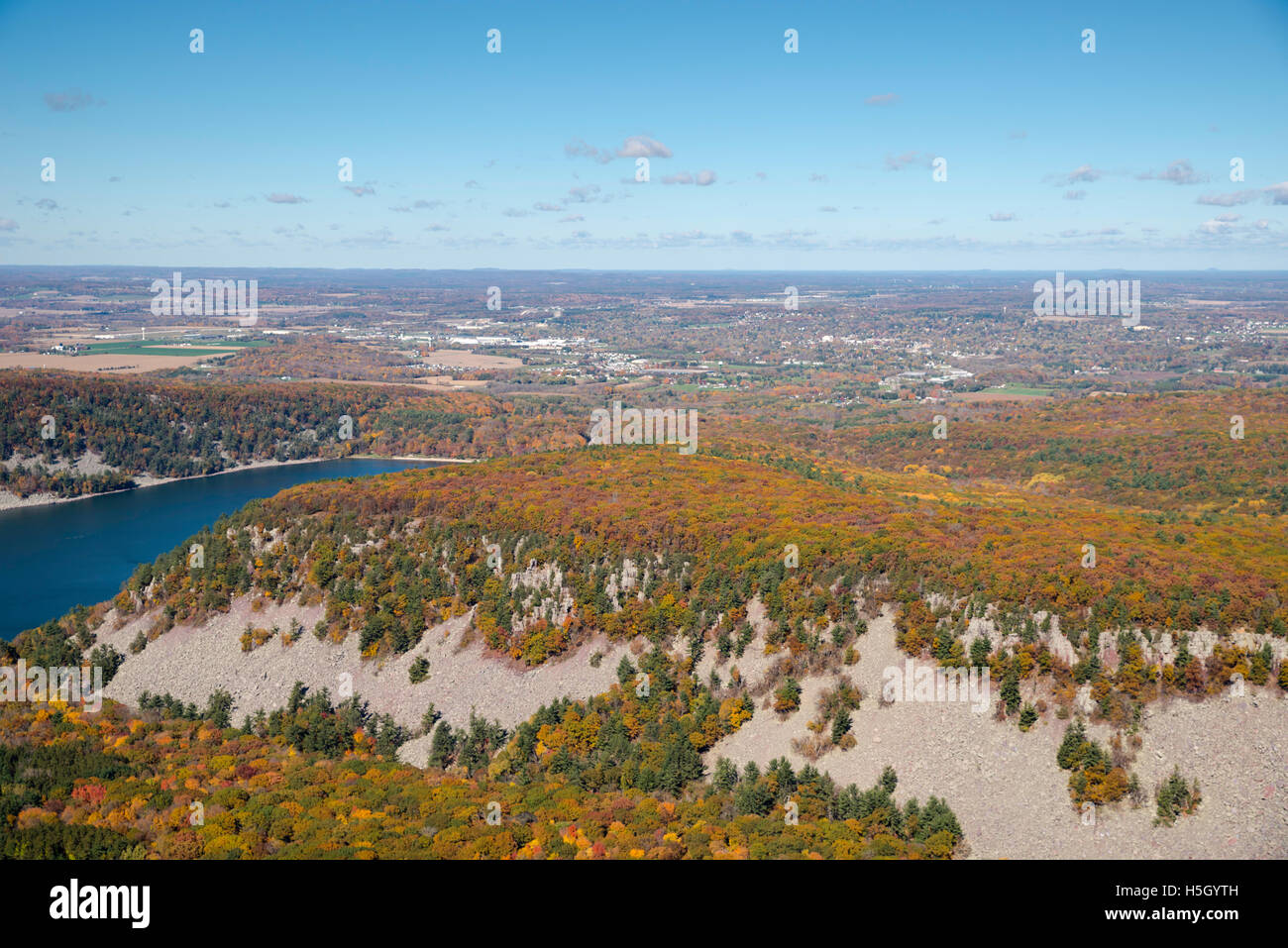 Aerial view of of the South Bluff and Devil's Lake at Devil's Lake