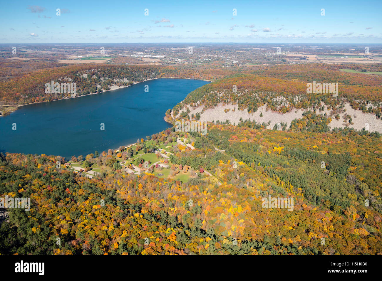 Aerial view of of the South Bluff and Devil's Lake at Devil's Lake Stock Photo 123919348 Alamy