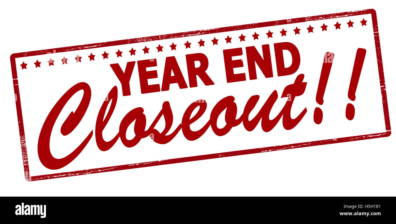 Rubber stamp with text year end closeout inside, vector illustration