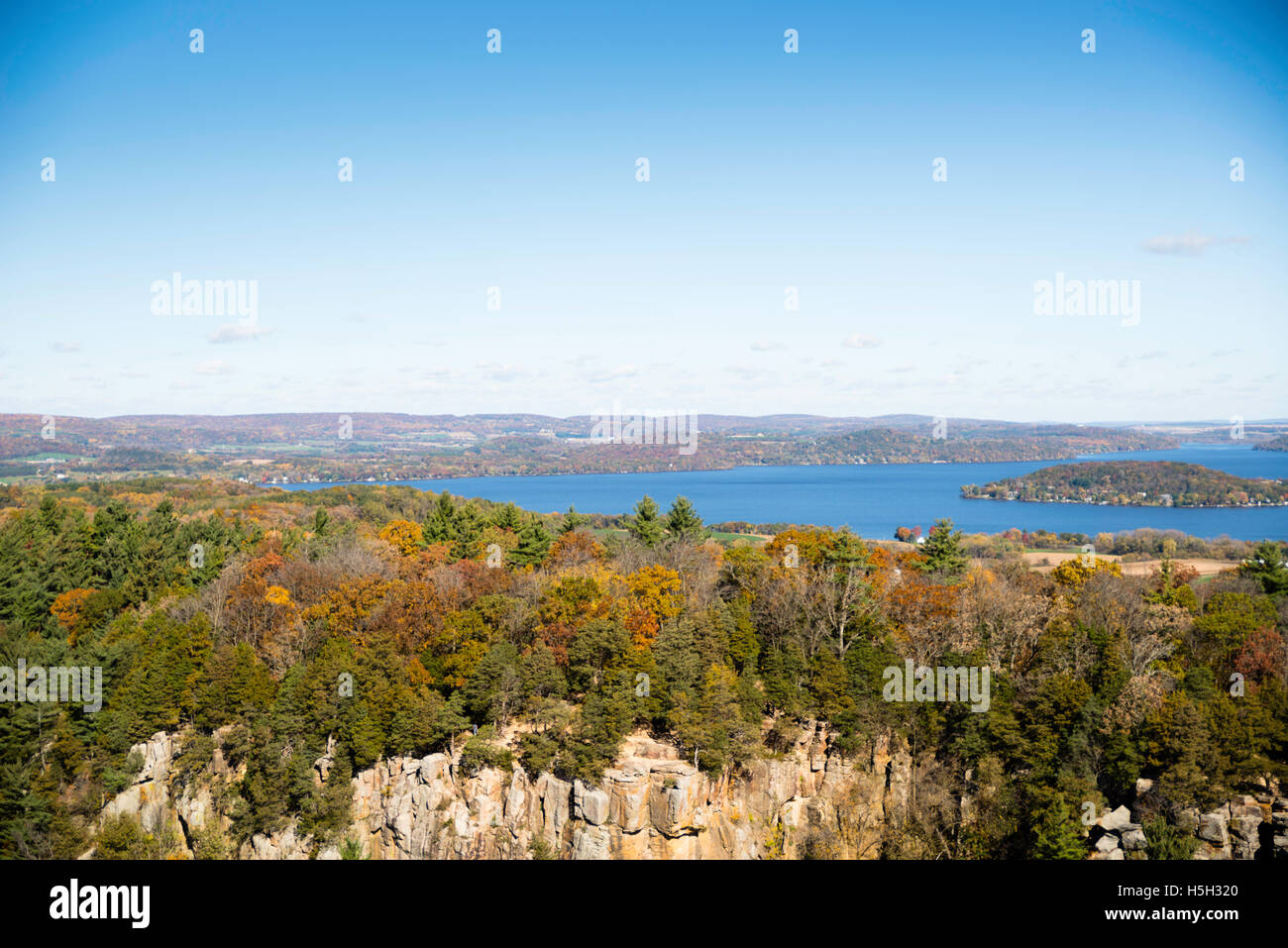 Aerial view of Gibraltar Rock State Natural Area, near Lodi, Wisconsin