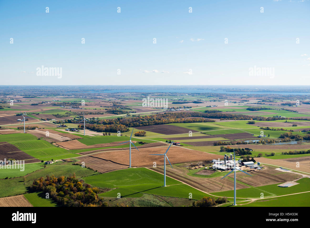 Aerial view of Dane County, Wisconsin, looking SE towards Middleton