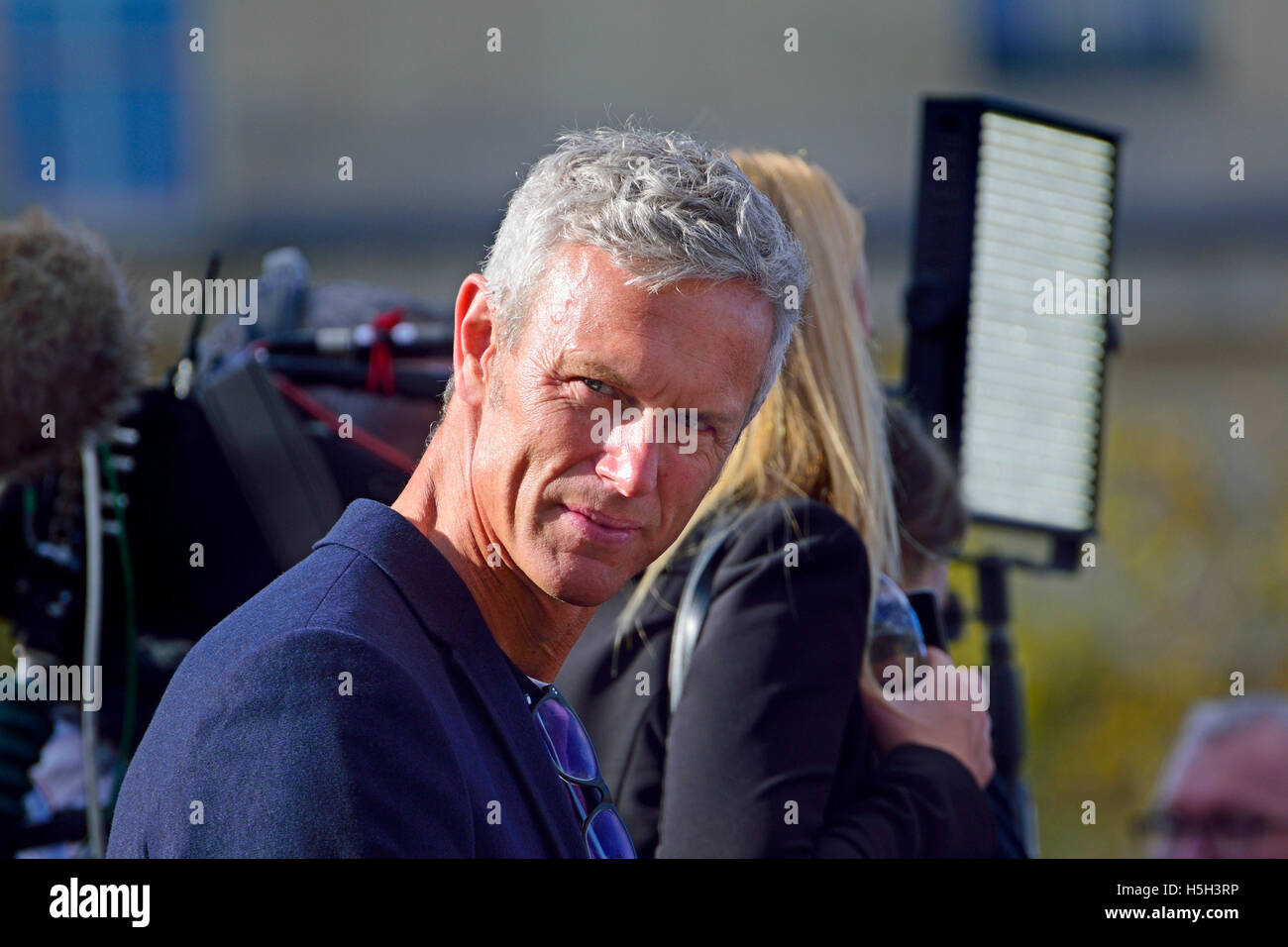 Mark Foster - BBC sports commentator and former Olympic swimmer - at the Heroes Return celebrations for the Rio Olympic and.... Stock Photo