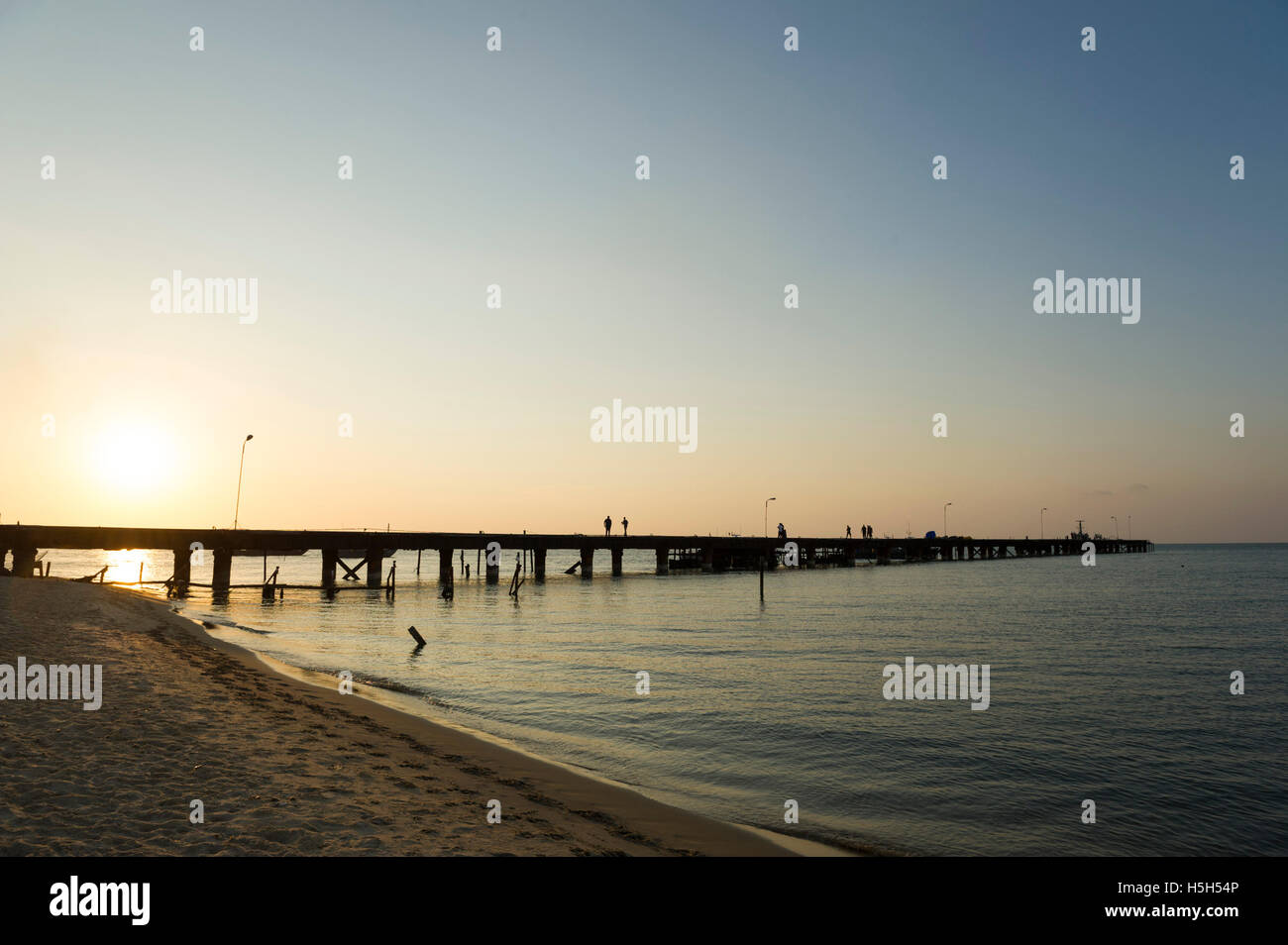 Pier at sunset, Talaimannar, Mannar Island, Sri Lanka Stock Photo - Alamy