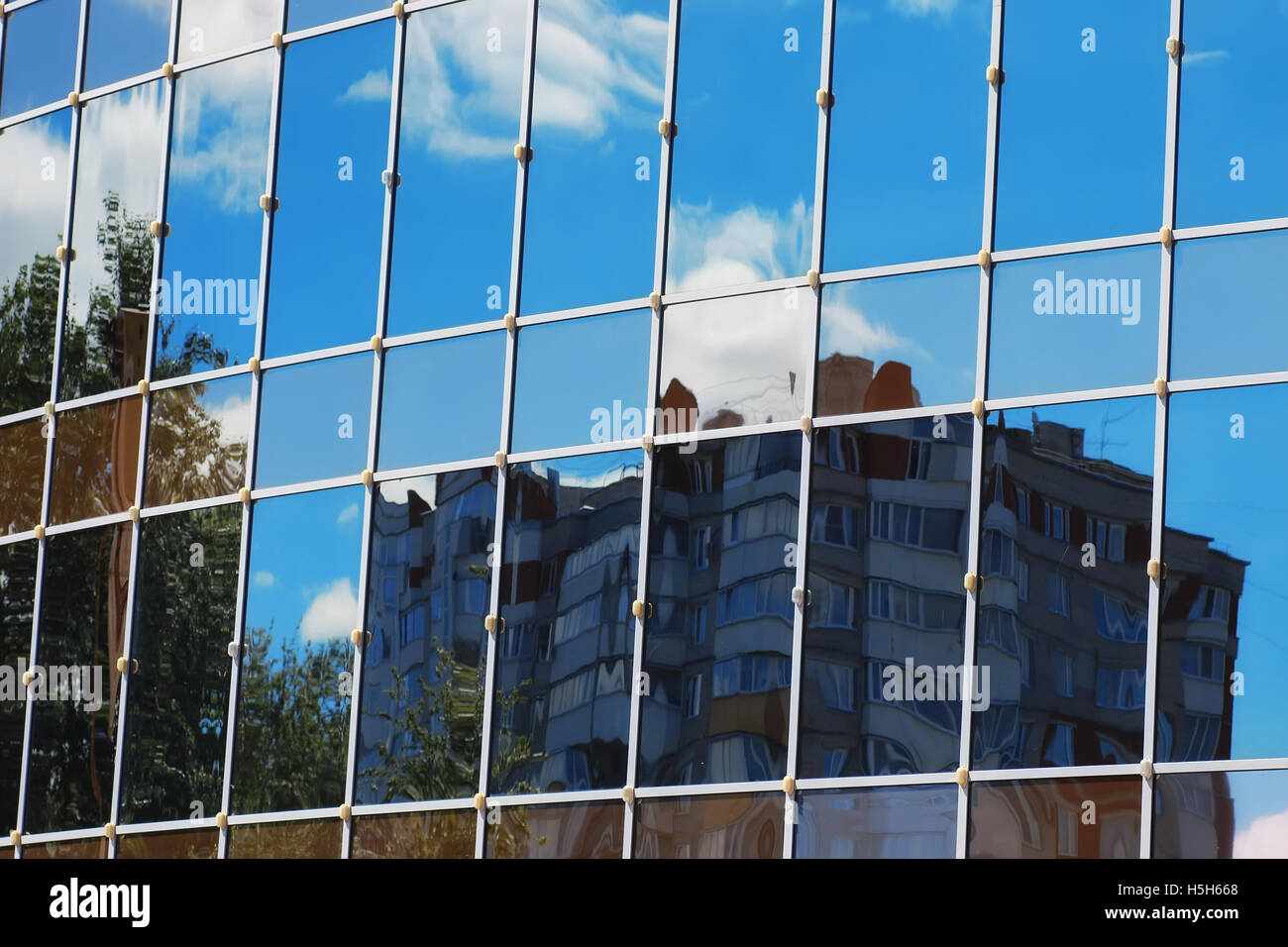 glass office building reflection sky cloud Stock Photo - Alamy
